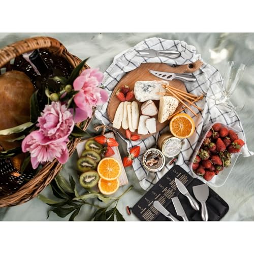 6-Piece Cheese Knife Set, Premium Stainless Steel, Storage Bag - color: Metal Silver