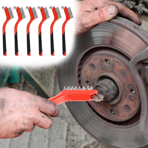 QWORK Wire Scratch Brush Set, 18 Pack Stainless Steel Wire Cleaning Brush with Soft Grip for Removal of Rust, Dirt, Paint