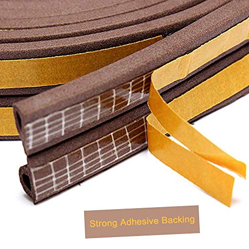 CloudBuyer Door & Window Weather Stripping, Soundproof Insulation Seal Strip with Self-Adhesive Rubber Collision Protection, 16.5 Ft (Brown) - color: Brown, size: 16.5Ft