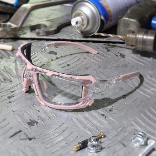 UKNOW Safety Glasses - Anti Fog Wraparound Lenses - Removable Foam Gasket - ANSI Z87.1 Protective Eyewear - Impact Resistant - color: Pink
