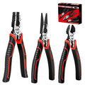 HAUTMEC 3PCS High Leverage Multi Plier Tool Set Include 8" Needle Nose Pliers Set, 8" Linesman Pliers, 6" Diagonal Cutting Plier, HT0270 - color: 3 Pcs Plier Set