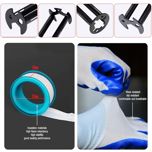 2pcs Basin Wrench Multifunctional Sink Wrench 11 Sizes Faucet Tool Four-jaw Hex Spanner Universal Plumbers Tool for Tight Spaces Kitchen Bathroom Home with Glove