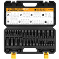 36-Piece Impact Hex Bit Socket Set Includes Socket Adapter, 1/4", 3/8", 1/2", SAE and Metric, H2-H19 & 3/4"-5/64", Cr-V Steel, Reinforced Storage Case, Automotive Mechanic Professional Tool Set - color: 36-piece Black