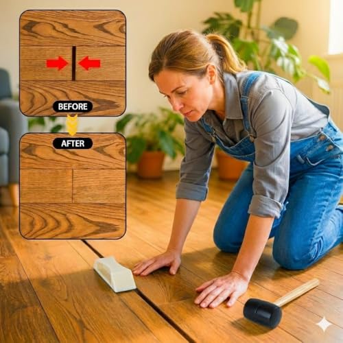 Floor Gap Fixer Tool – Easy Plank Grabber with Mallet & Washable Pads, Quick Flooring Tools for Laminate, Vinyl & Hardwood Repair at Home-White - color: White