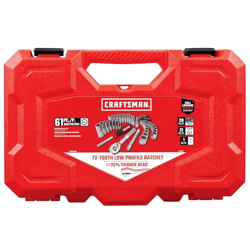 CRAFTSMAN Mechanics Tool Set, 3/8 Inch Drive, 61 Piece (CMMT45161) - size: Pack of 1