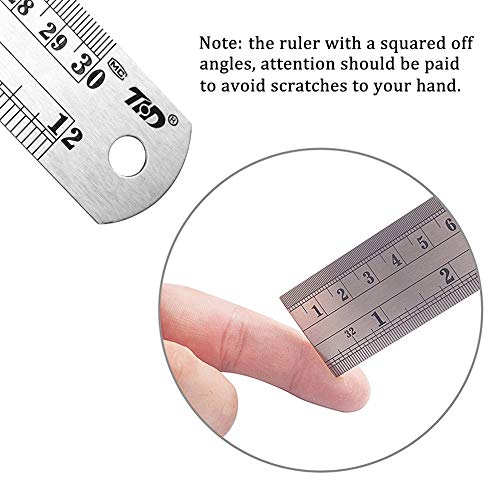 ZZTX Metal Ruler 12 Inches Stainless Steel 1 Pack | Rust-proof, Straight edge, Precise markings, Clear read