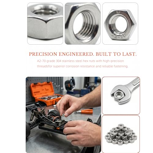 M12 x 1.75mm Hex Nuts (10pcs) 304 Stainless Steel Hex Hardware Nuts Reusable Standard Metric Coarse Thread Nuts for DIY Home Automotive Industrial - size: M12-10PCS