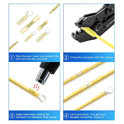 620Pcs Heat Shrink Wire Connectors - Insulated Electrical Terminals Kit - Waterproof Marine Automotive Crimp Connector Assortment - Ring Fork Hook Spade Butt Splices - size: 620PCS