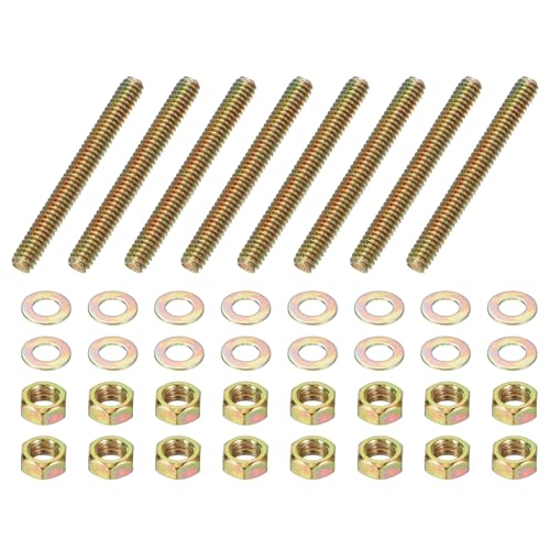 PATIKIL 1/4" x 2-1/4" Color Zinc Fully All Thread Rod, 8 Pcs Carbon Steel Long Threaded Screw Stud Bolts for Furniture Garden Mounting Assembly Fastening - size: 1/4" x 2-1/4"