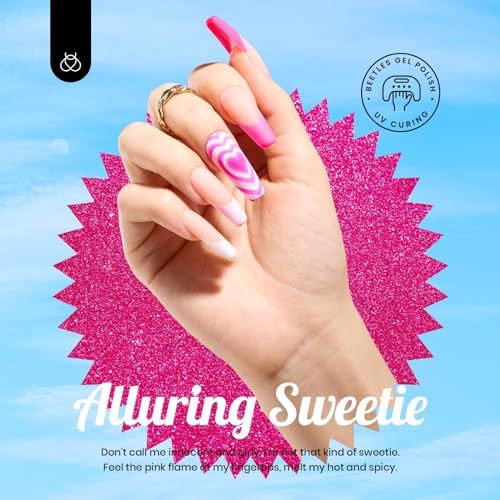 Beetles Pink Gel Polish Set, Hot Pink Alluring Sweetie Collection | 20 Colors Nude Purple Sliver Sparkly Red Uv Gel Manicure Kit, Base Glossy and Glitter Top Coat Gifts for Women - color: 0-0 Alluring Sweetie