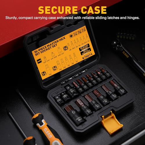 16-Piece Metric Hex Bit Socket Set - Premium S2 Steel 2mm-14mm Allen Socket Set with Socket Adapters, 1/4”, 3/8” and 1/2” Drive | Professional Mechanic Garage Tools - style: Metric Hex