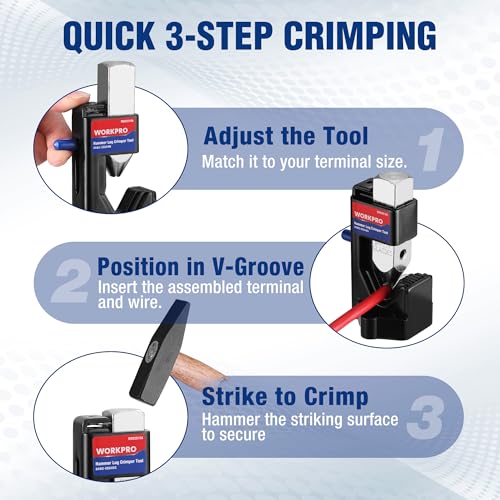 WORKPRO Hammer Lug Crimper Tool for 8 to 3/0 AWG Battery & Welding Cables