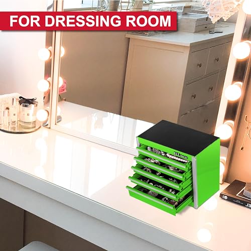 P.I.T. Mini Tool Box,Small Metal Toolbox Organizer with 5 Drawers,Green | 8.6"W X 4.6"D Cute Size,Q235 Steel,Magnetic Locking Mechanism,PVC Drawer Liners - color: Green, size: 5-Drawer