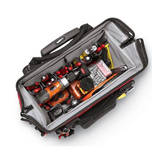 Husky GP-43196N13 18" 600-Denier Red Water Resistant Contractor's Rolling Tool Tote Bag with Telescoping Handle