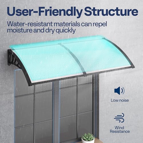 VIVOHOME Polycarbonate Window Door Awning Transparent 38 Inch x 153 Inch - color: Transparent, size: 38 Inch x 153 Inch