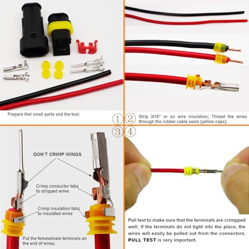25 Kit 2 Pin Connector Automotive Waterproof 2 Wire Connectors with Crimper - color: 2pin/25kit with Crimper