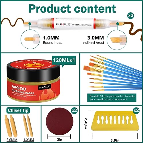 FUMILE Wood Burning Gel Kit, 4 OZ Wood Burning Paste for Crafting