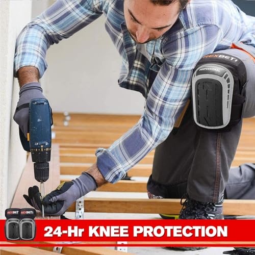 REXBETI Knee Pads for Men, Anti-slip Construction Gel Knee Pads for Work - color: Gray