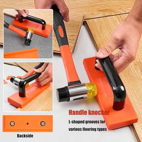 Laminate Wood Flooring Installation Kit, Vinyl Flooring Tools with Spacers, Tapping Blocks, Heavy Duty Pull Bar, Reinforced Double-Faced Mallet Non-Slip Soft Grip (65pcs-Set)
