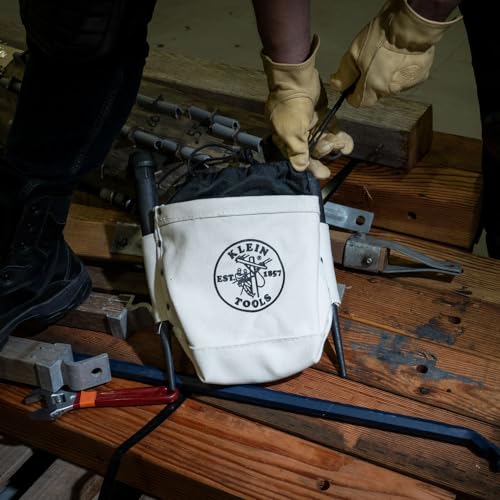 Klein Tools 5416TC Tool Bag, Top Closing Bolt Bag with 3-Inch Drawstring, Load Rated with Tunnel Connect, 5 x 10 x 9-Inch - size: Standard