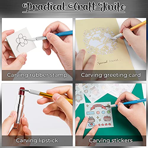 DIYSELF Exacto Knife Set, 2 Pack Craft Hobby Knife with 40 Spare Blades - color: Gold-blue (2 Pack)