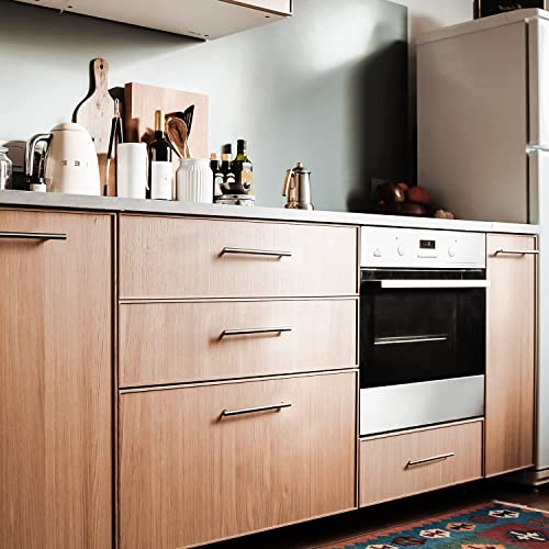 Ravinte Brushed Nickel Cabinet Handles, 30 Pack Drawer Pulls, 4 in | 6-3/8in Overall Lenghth, T Bar Pull, Smooth Grip, Kitchen Hardware Upgrade, For Cabinets, Drawers, Cupboards, Dressers - size: 4 Inch Hole Centers