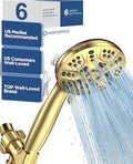 HOPOPRO High Pressure Handheld Shower Head Set with 6 Shower Settings, Gold - color: Gold, style: 6 Modes