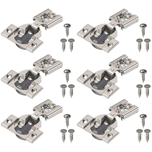 Blum Compact BLUMOTION Hinge (3 Kits), 1/2" Overlay, 105° Opening Angle, Steel, Integrated Soft-Close Hinges for Face Frame Cabinets - size: 3 KITS, style: With Screws