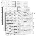 Pegboard Organizer Kit,6 Pack 14.76x10.82 in Metal Panels with 6 Bins,White - color: White, size: 14.76"x10.82"- 6 Pcs