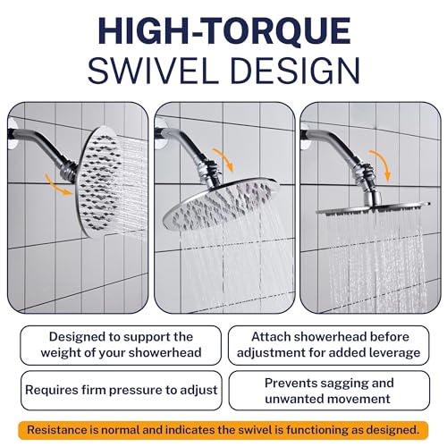 HammerHead Showers® Solid Metal Shower Head Swivel Ball Adapter, Chrome | Adjustable Pivot Ball To Adjust Showerhead Angle | Universal Connector Joint Fits Fixed, Hand Held & Rain Shower Heads - color: Chrome