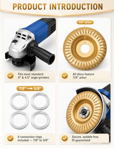 Ultimate 20 Pcs Wood Carving Disc Set for 4"-4 1/2" Angle Grinder,Professional Woodworking Kit with Shaping Wheels, Chainsaw Discs,Rotary Burrs & Flap Wheels for Sculpting Shaping Sanding & Polishing