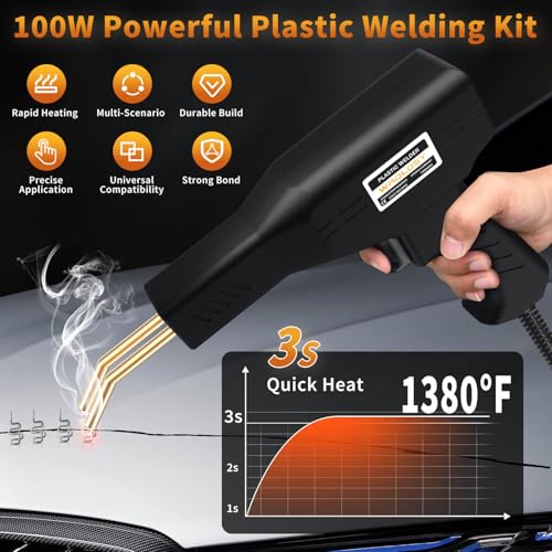 Plastic Welder Kit, 1200PCS Staples, Hot Stapler for Bumper Repair - color: Black