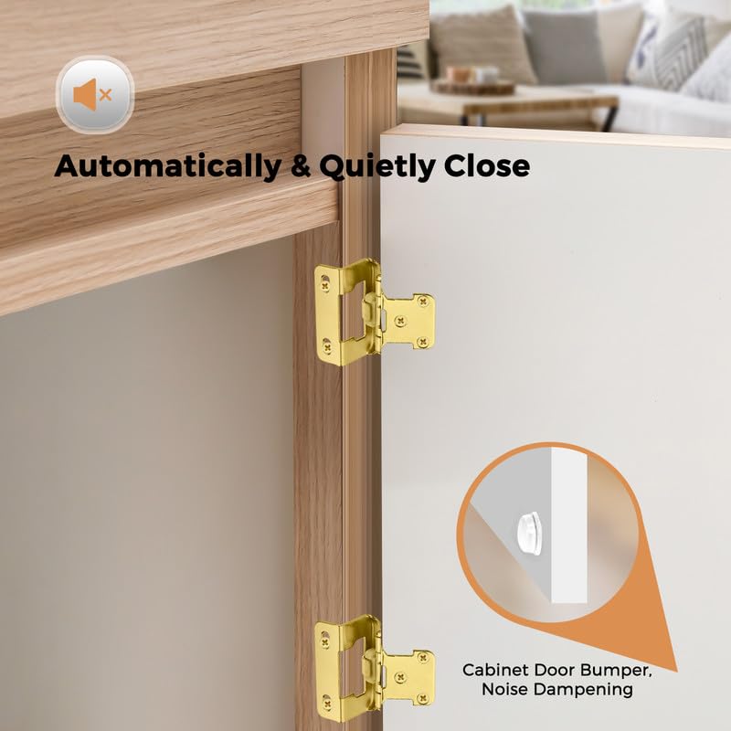Ravinte Gold Semi-Overlay 1/2 inch Self-Closing Hinges, 10 Pack - color: Gold