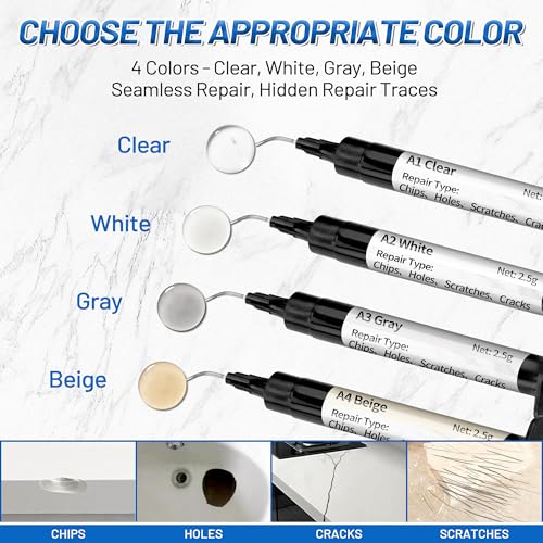Quartz Countertop Repair Kit (Clear, White, Gray, Beige) 30s Fast Curing