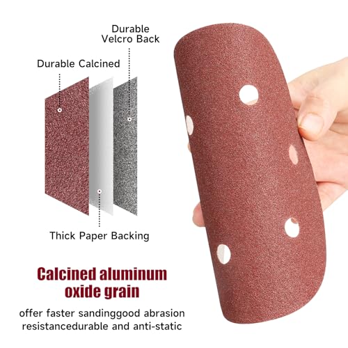 100 PCS 6 Inch Sanding Discs Random Orbital Sander Sandpaper - style: 6 Hole-Red