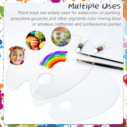 2Pcs Acrylic Clear Paint Palette with Thumb Hole,11.8 x 7.9+9.8 x 5.9In - color: Clear-2pcs-11.8*7.9+9.8*5.9inch