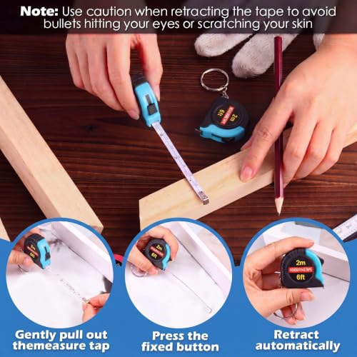 Kanayu 50 Pcs Pcs Mini Measuring Tape with Keychain, 6 ft, Aqua Blue - color: Aqua Blue, size: 6 ft