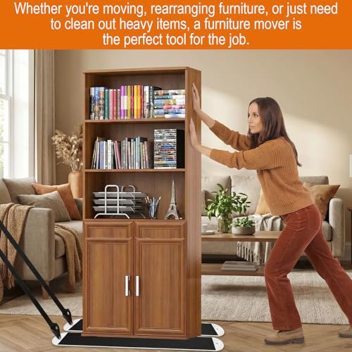 2 Pcs Heavy Duty Furniture Sliders with Pull Straps, Large Appliance Moving Mats for Carpet and Hardwood Floor, Pull Furniture Slides,Moving Furniture Gliders 48 Inch Long Furniture Movers