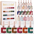 Double Rhythm 28Pcs 0.5Oz Gel Nail Polish Set Same Color Same Bottle Gel Polish Kit Nail Art Manicure Salon DIY at Home for Women (Burgundy Green Collection-T24-1) - color: White Pink Beige