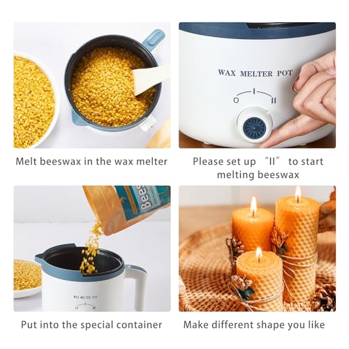 5lbs Beeswax Candle Making Kit with Electric Wax Melting Pot - size: Wax Melting Pot Set 6pcs