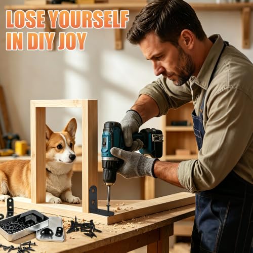 20PCS L Bracket Corner Brace, 2 Sizes Black Stainless Steel Corner Brackets
