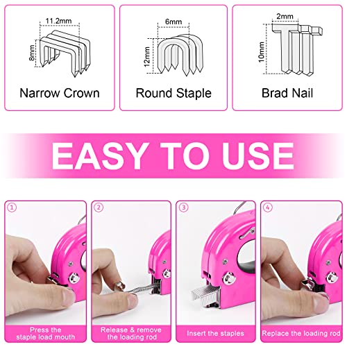 THINKWORK 3-in-1 Pink Staple Gun for Upholstery & Wood DIY Manual Nailer - color: Pink