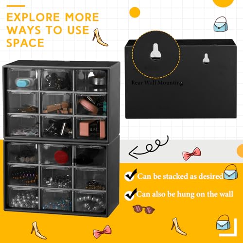 Wenqik 2 Pcs Mini Storage Drawers, Black - color: Black