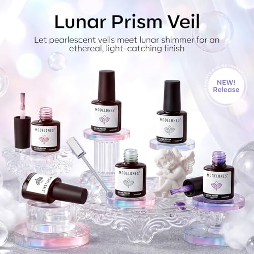 modelones Cat Eye Gel Nail Polish Set, Light Pink Purple White Blue Grey - color: Lunar Prism Veil