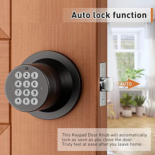 Digital Door Lock with Keypad - Electronic Door Knob for Keyless Entry - Oil Rubbed Bronze, 3 Pack - size: Oil Rubbed Bronze 3Pack