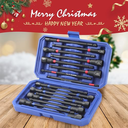 WORKPRO 16 PCS Magnetic Nut Driver Set, 6" Long Nut Drivers & Power Bits - size: 16PCS Magnetic Long Nut Driver Set