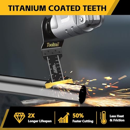 50 PCS Oscillating Tool Blades for Metal,Universal Multi Tool Blades Kits for Metal Nails Wood and Plastic,Titanium Oscillating Saw Blades Fit Dewalt Ryobi Milwaukee Rockwell