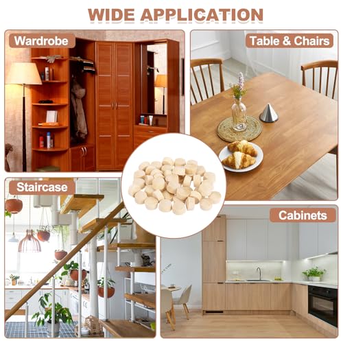 MECCANIXITY 100 Pcs Wood Plugs, 19/32" Flat Head Wood Plugs for Screw Holes Wooden Screw Hole Covers for Furniture Cabinets DIY Projects Assortment Kit - size: 19/32"