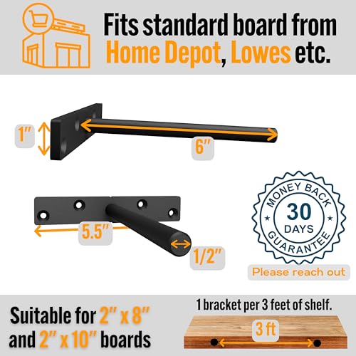 EVALD Heavy Duty Floating Shelf Brackets 6 Inch, Hidden Shelf Brackets with Screws & Anchors, Floating Shelves Hardware, Brackets for Shelves Heavy Duty (4 Pack) - size: 6 Inch, style: 4 Pack Heavy-duty