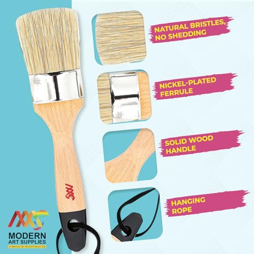 Chalk and Wax Paint Brushes, 5 Pcs Furniture Wax Brush, Natural Bristle